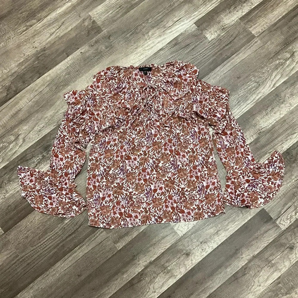 J.Crew Ruffle crinkle chiffon top in fête floral Size XXS - Picture 4 of 8